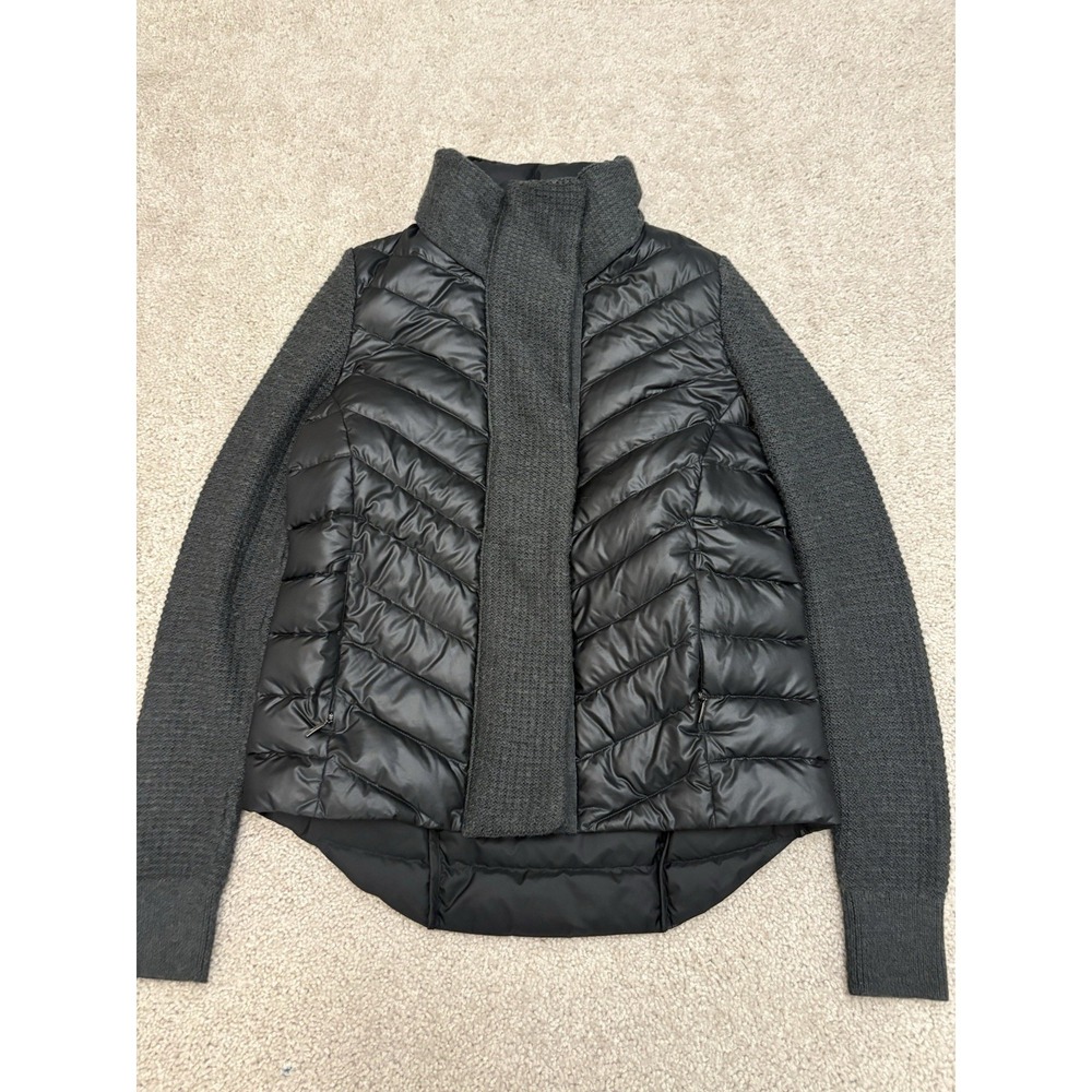 Athleta Large Quilted Goose Down Wool Knit Hybrid Sweater Jacket Size Small